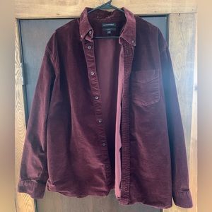 Banana Republic Button Down Corduroy Shirt - Dark Red Velvet - XL